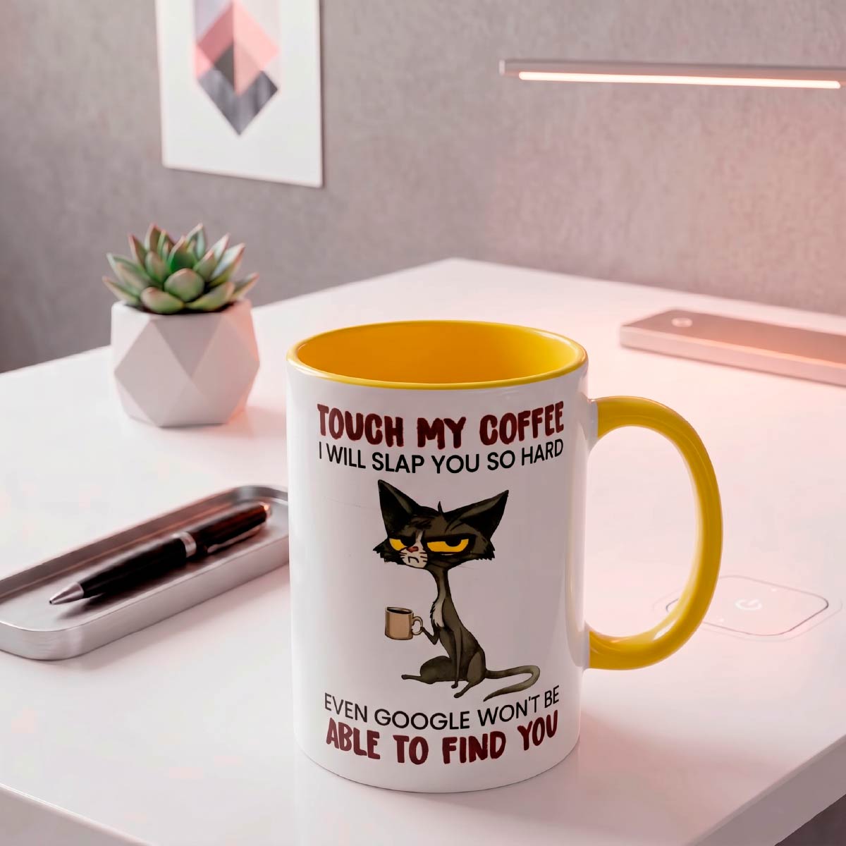 Set De 2 Tazas No Toques Mi Taza Blanco