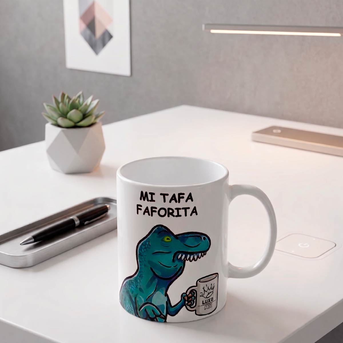 Set De 2 Tazas Dino Rex Mi Taza Favorita Blanco