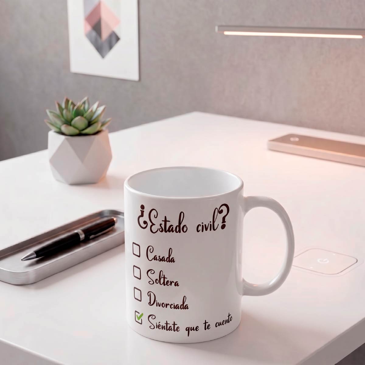 Set De 2 Tazas Estado Civil Blanco