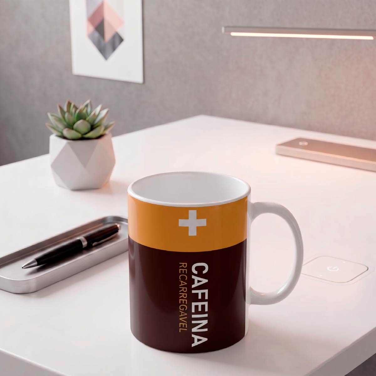 Set De 2 Tazas Pila Cafeína Blanco