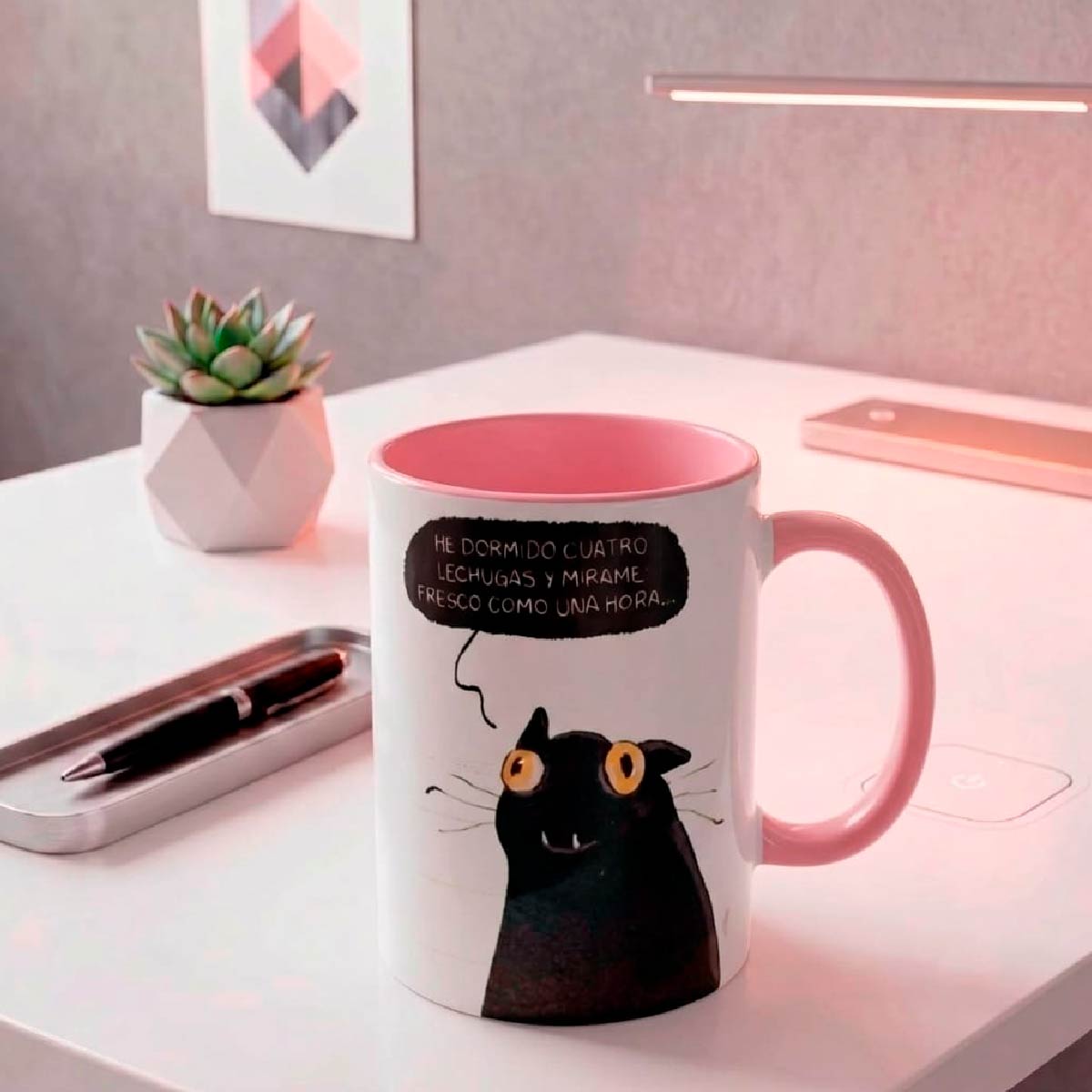 Set De 2 Tazas Gato Negro Blanco