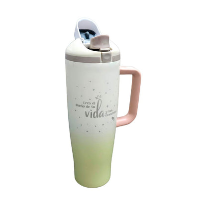 Termo Acero Inoxidable El Principito Blanco Con Amarillo 1.2 L