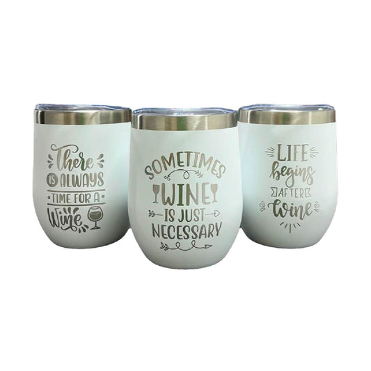 Set De 3 Termos Para Vino Frases Blanco