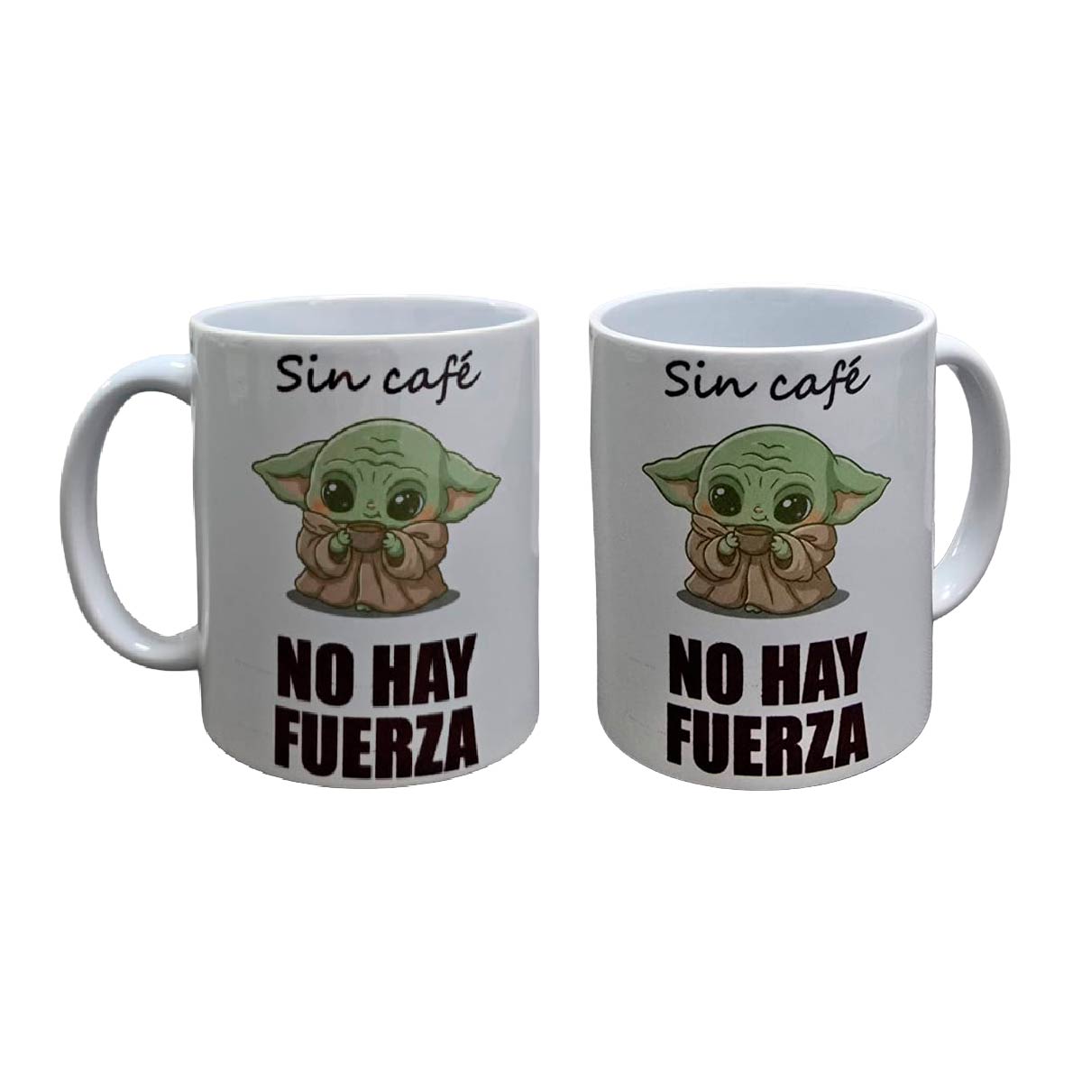Set De 2 Tazas Sin Café No Hay Fuerza Blanco