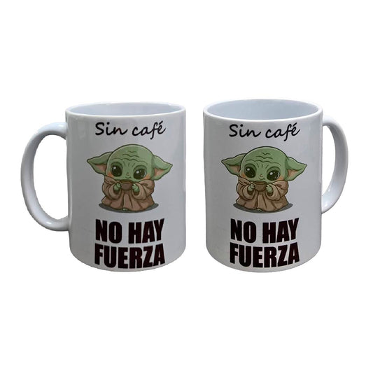 Set De 2 Tazas Sin Café No Hay Fuerza Blanco