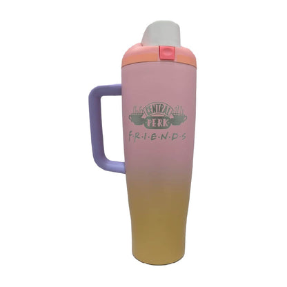 Termo Acero Inoxidable Friends Rosa Con Amarillo 1.2 Litros