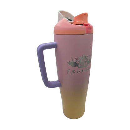 Termo Acero Inoxidable Friends Rosa Con Amarillo 1.2 Litros