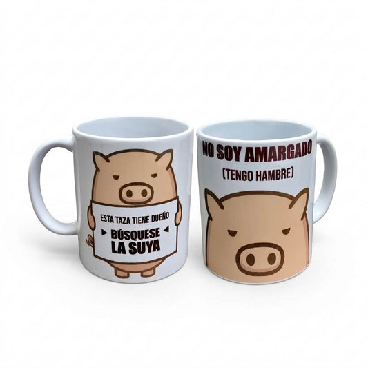 Set De 2 Tazas Cerdito Gracioso Blanco
