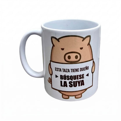 Set De 2 Tazas Cerdito Gracioso Blanco