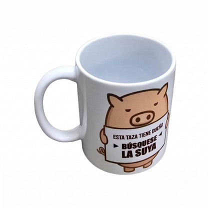 Set De 2 Tazas Cerdito Gracioso Blanco