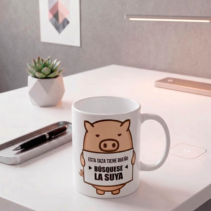 Set De 2 Tazas Cerdito Gracioso Blanco