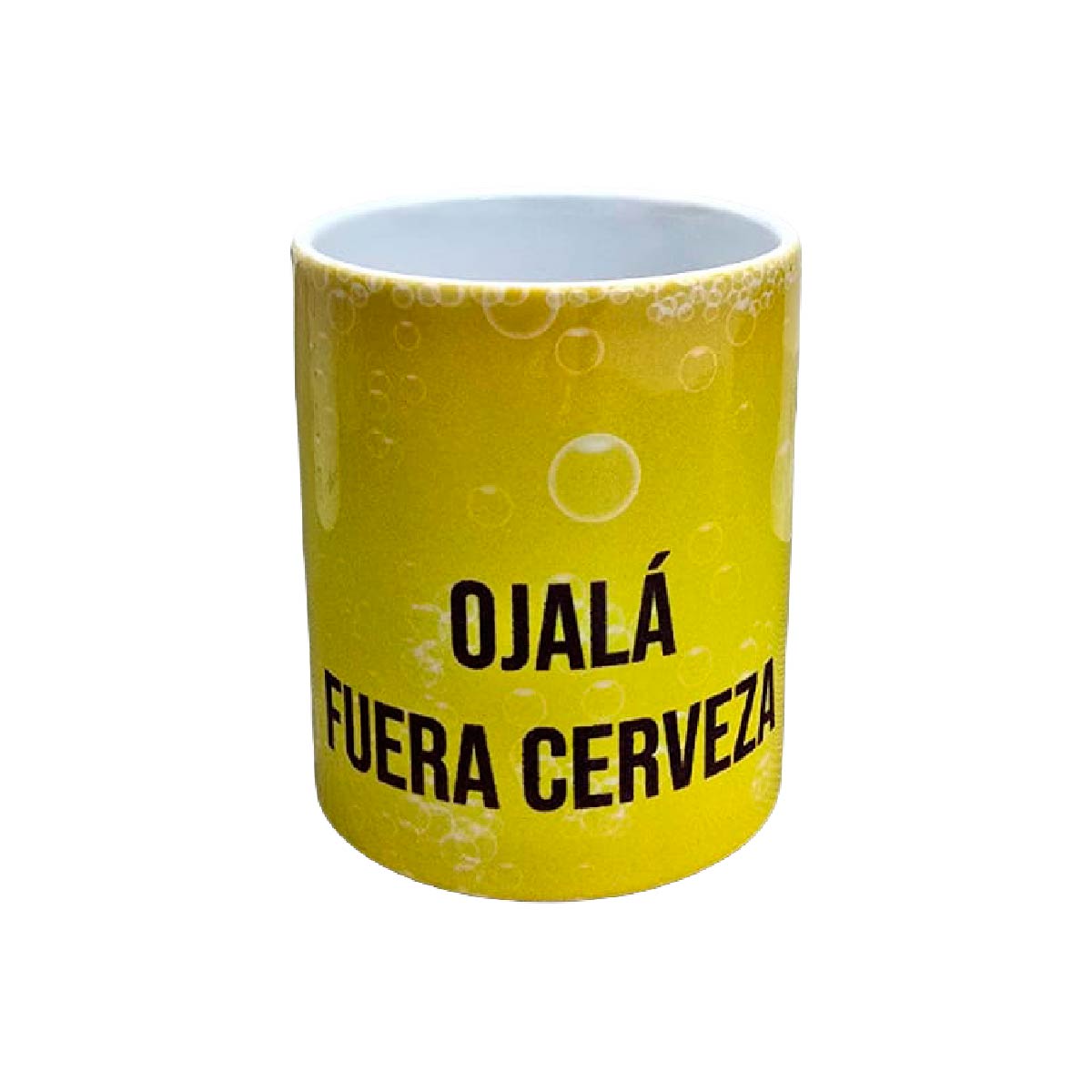 Set De 2 Tazas Ojalá Fuera Cerveza Blanco Con Amarillo