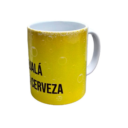Set De 2 Tazas Ojalá Fuera Cerveza Blanco Con Amarillo