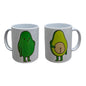 Set De 2 Tazas Aguacate Gracioso Blanco