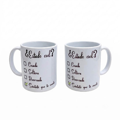 Set De 2 Tazas Estado Civil Blanco