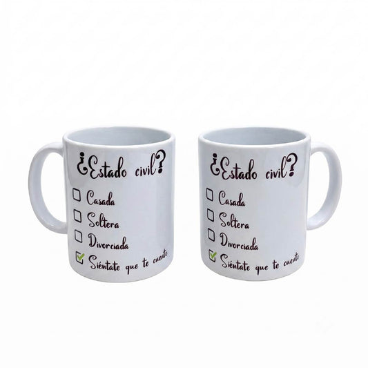 Set De 2 Tazas Estado Civil Blanco