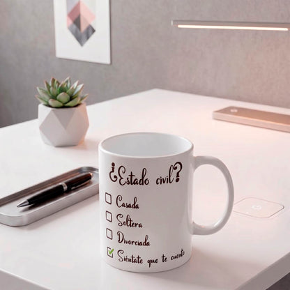 Set De 2 Tazas Estado Civil Blanco