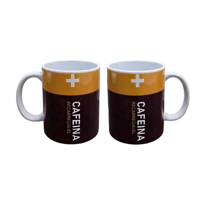 Set De 2 Tazas Pila Cafeína Blanco
