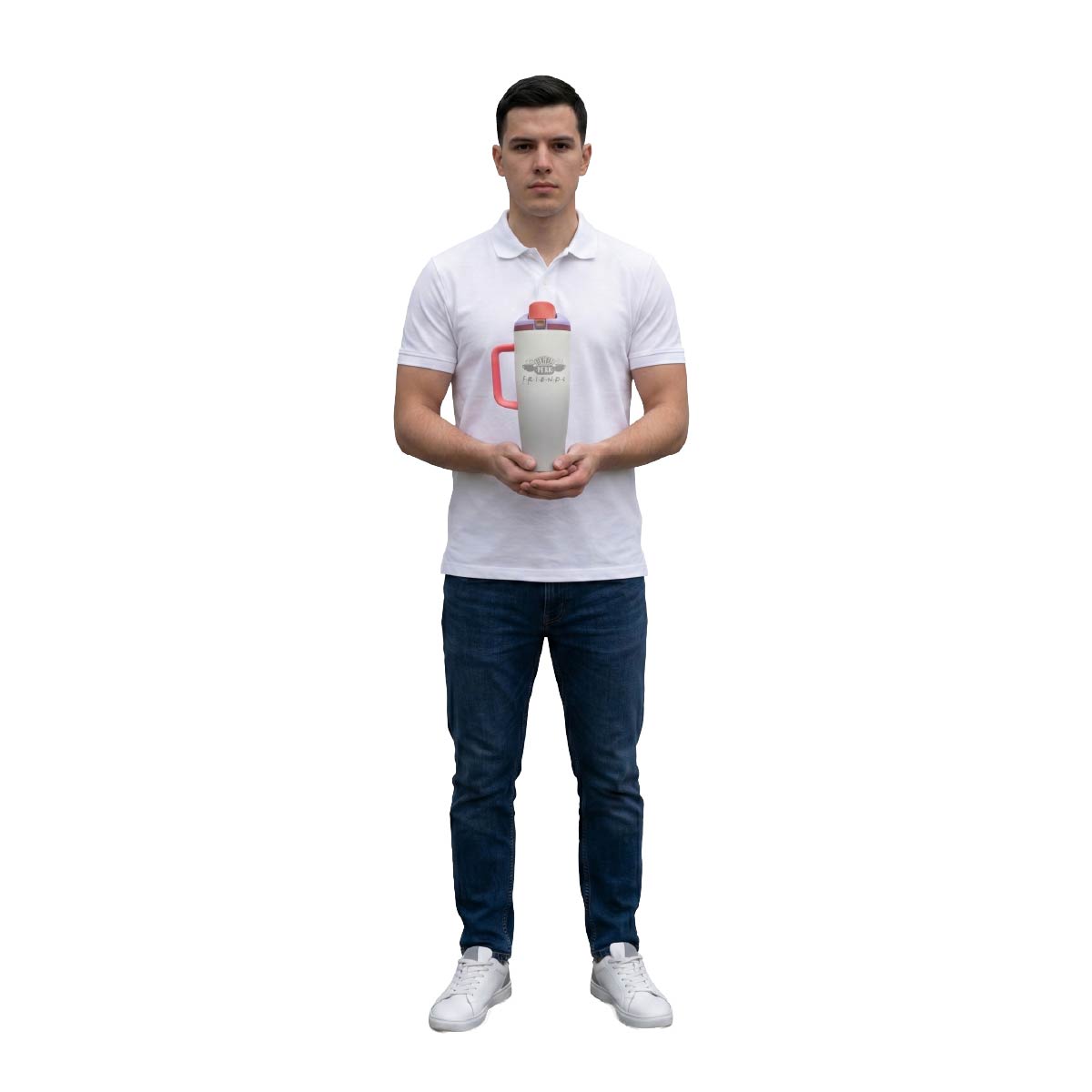 Termo Acero Inoxidable Friends Blanco Con Gris 1.2 Litros