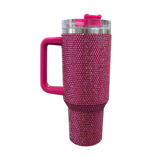 Termo Color Rosa Fucsia Brillante Con Cristales