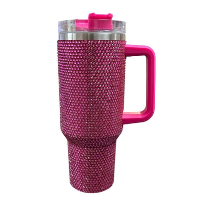 Termo Color Rosa Fucsia Brillante Con Cristales