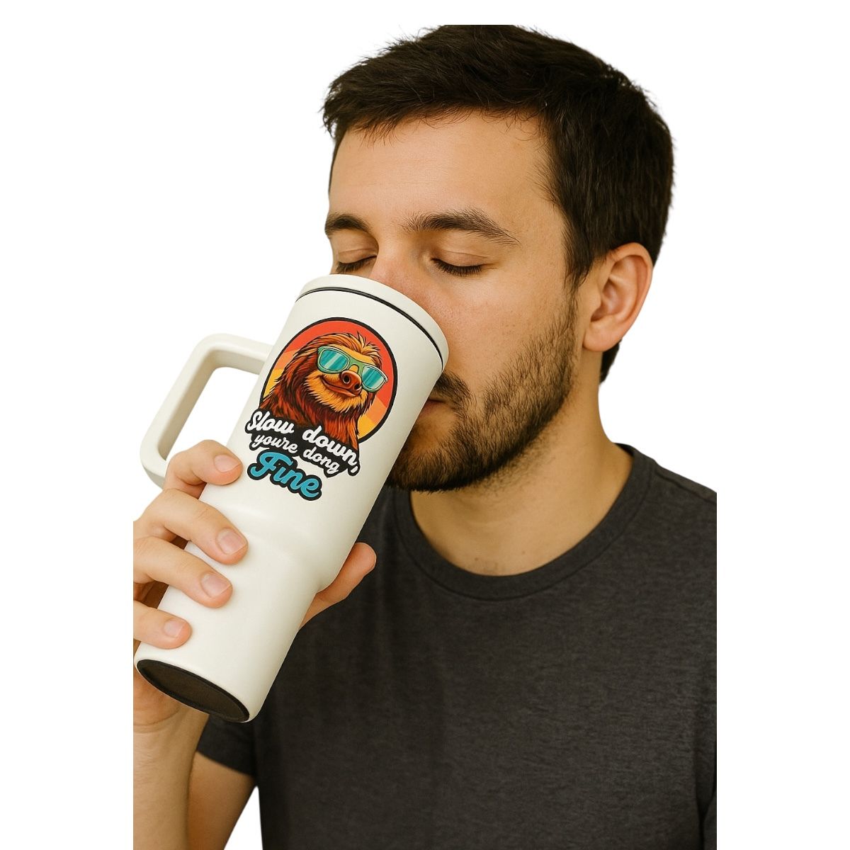 Termo Color Blanco Mate Perezoso 1.2 Litros
