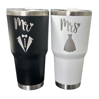 Set De 2 Termos Mr Y Ms Color Negro Y Blanco 887 ml