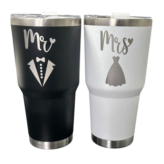 Set De 2 Termos Mr Y Ms Color Negro Y Blanco 887 ml