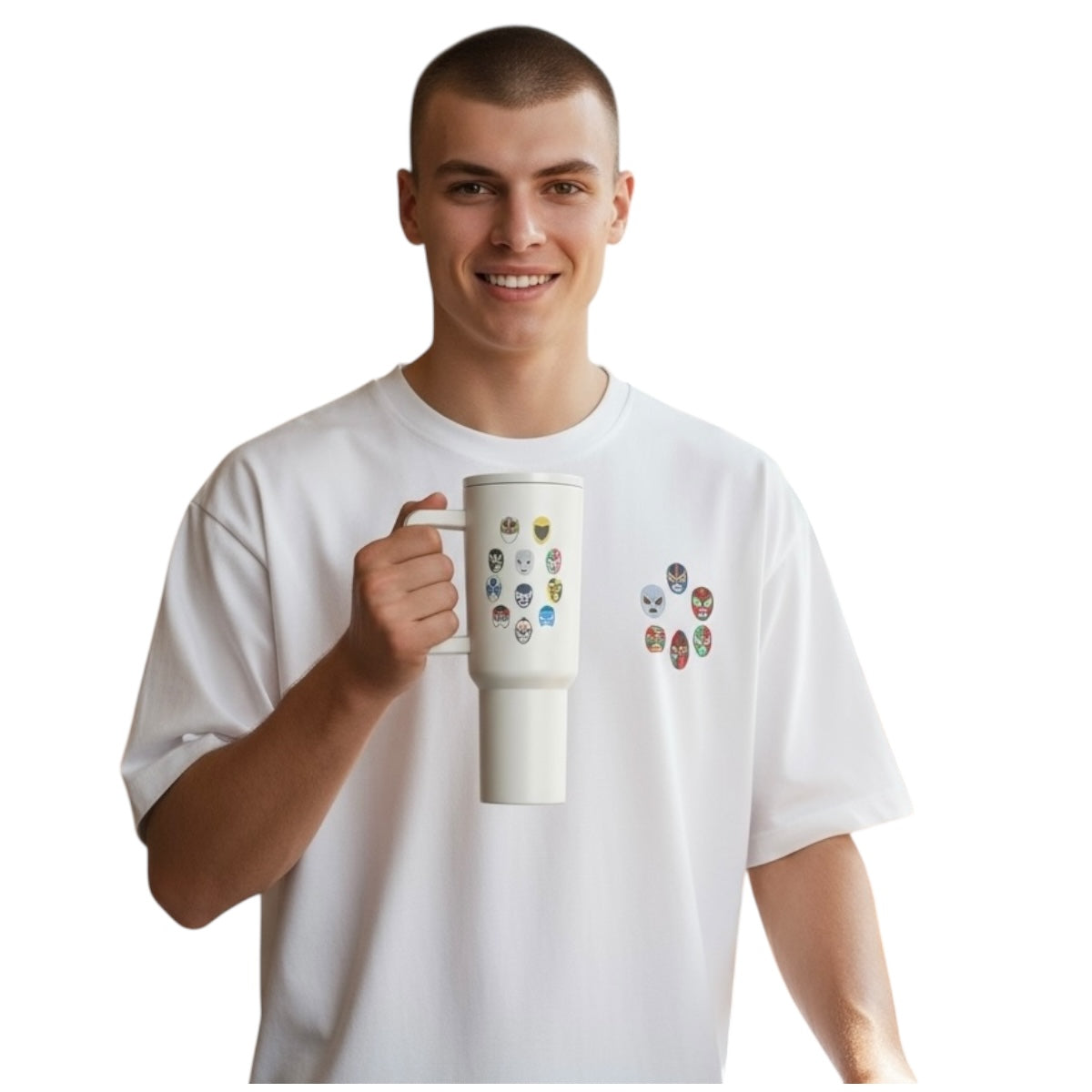 Termo Color Blanco Mate Luchadores 1.2 Litros