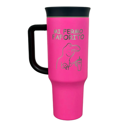 Set 2 Termos Acero Inoxidable Dino T Rex Negro Fucsia 1.2 Litros