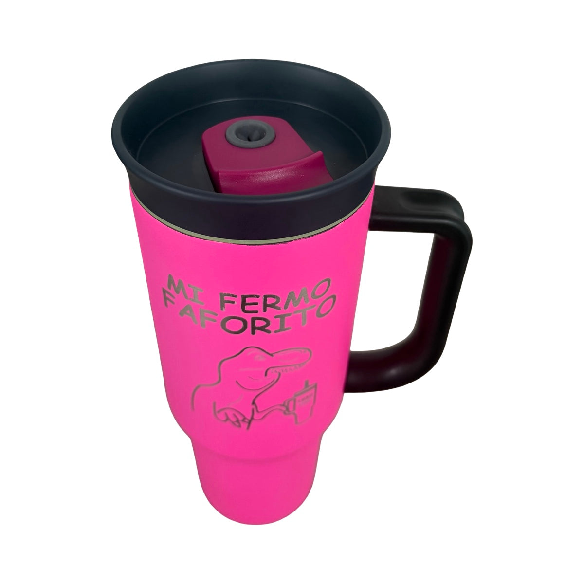 Set 2 Termos Acero Inoxidable Dino T Rex Negro Fucsia 1.2 Litros
