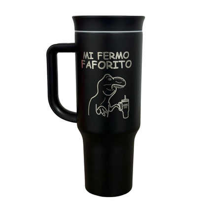 Set 2 Termos Acero Inoxidable Dino T Rex Negro Fucsia 1.2 Litros