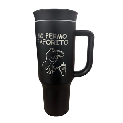 Set 2 Termos Acero Inoxidable Dino T Rex Negro Fucsia 1.2 Litros