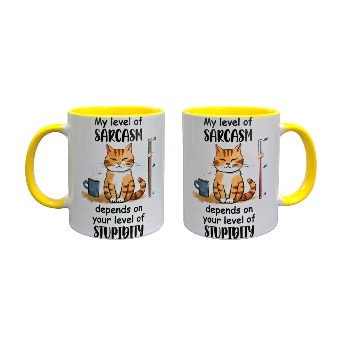 Set De 2 Tazas Gato Sarcasmo Blanco