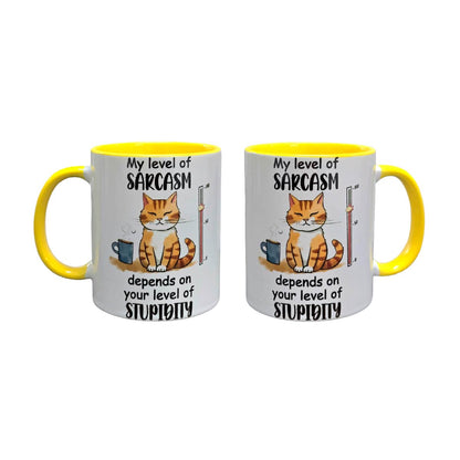 Set De 2 Tazas Gato Sarcasmo Blanco