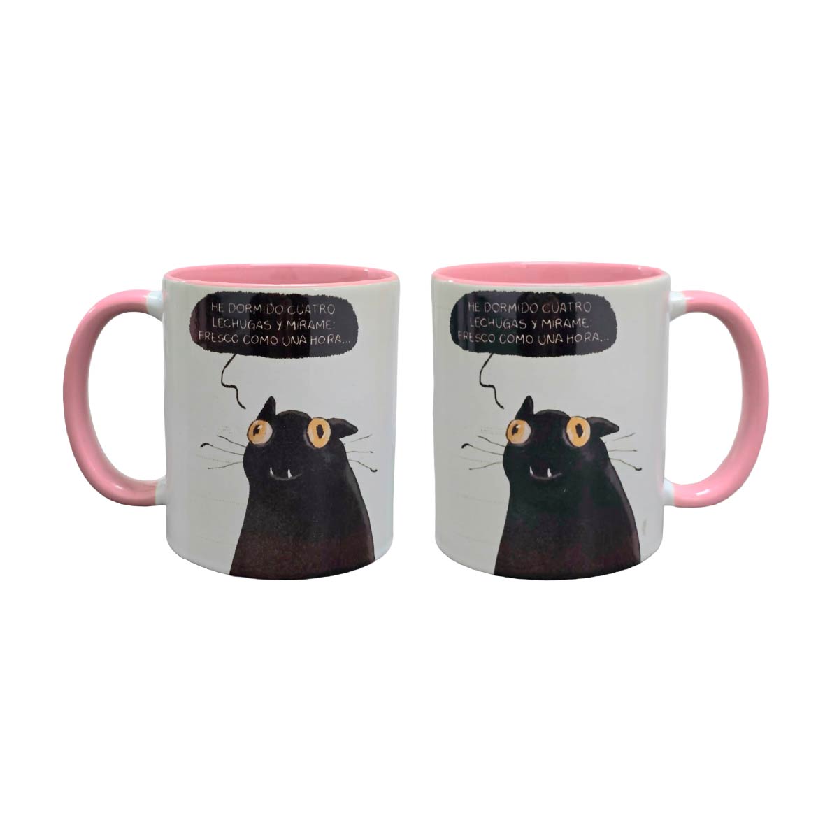 Set De 2 Tazas Gato Negro Blanco