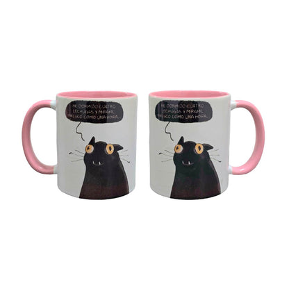 Set De 2 Tazas Gato Negro Blanco