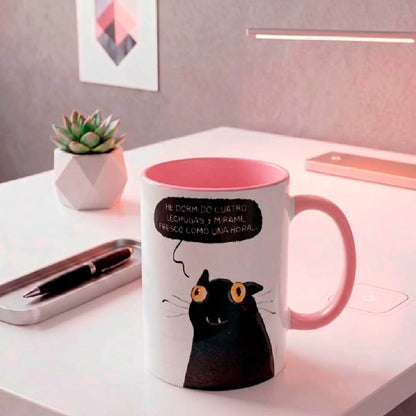 Set De 2 Tazas Gato Negro Blanco