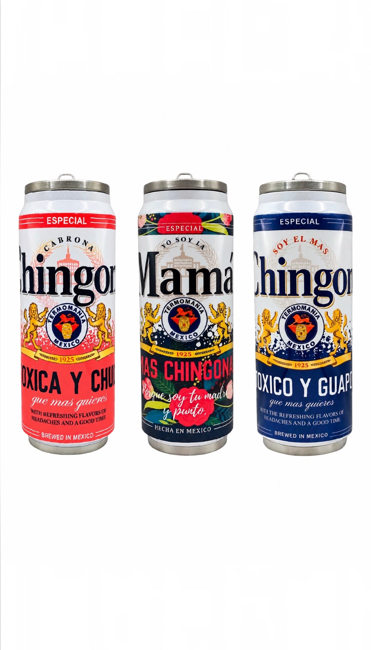 Set de 3 termos de acero inoxidable, edición especial México chingón