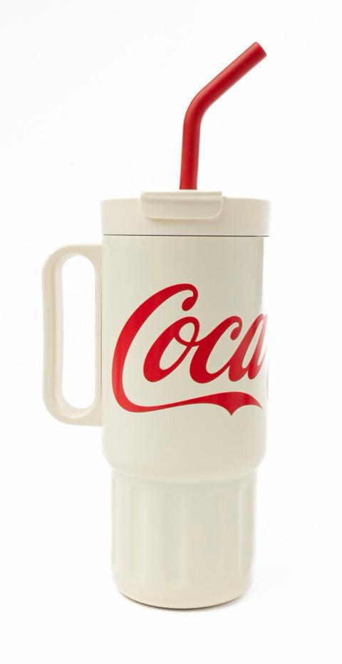 Termo de acero inoxidable color blanco de 1.2 litros, Coca Cola