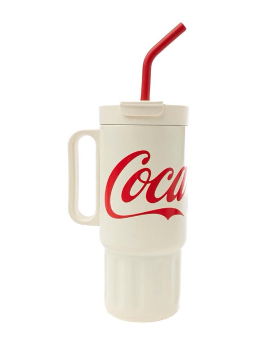 Termo de acero inoxidable color blanco de 1.2 litros, Coca Cola