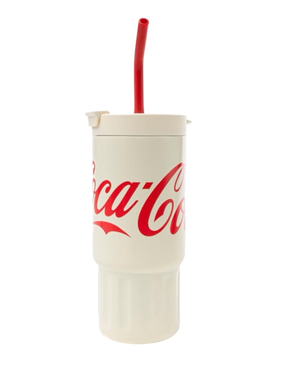 Termo de acero inoxidable color blanco de 1.2 litros, Coca Cola
