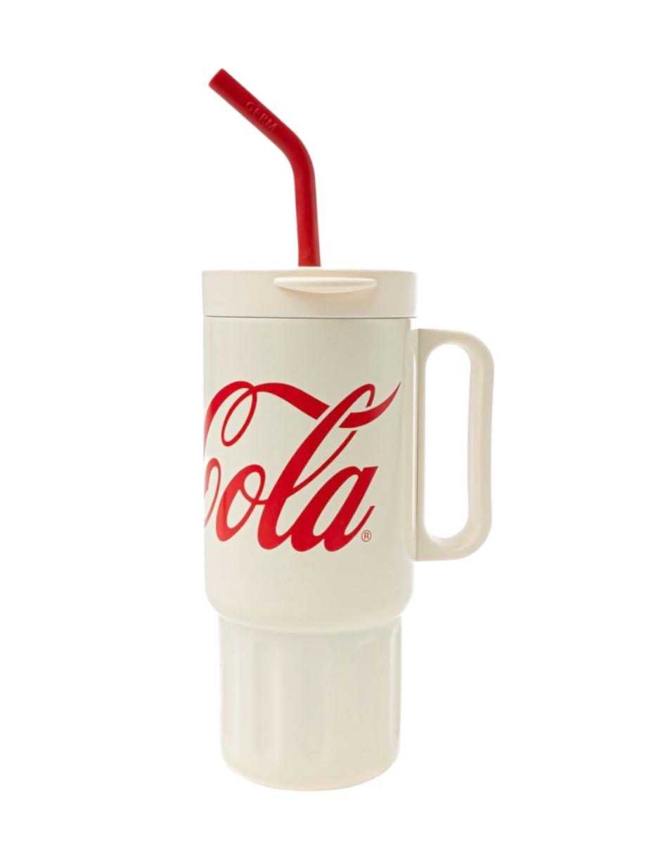 Termo de acero inoxidable color blanco de 1.2 litros, Coca Cola
